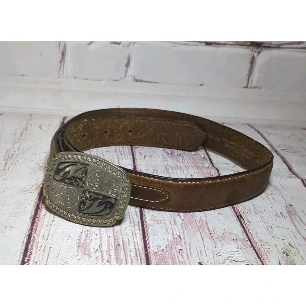 Nocona Vintage Western‎ Belt Boys 24 Brown Leather W/ Buckle